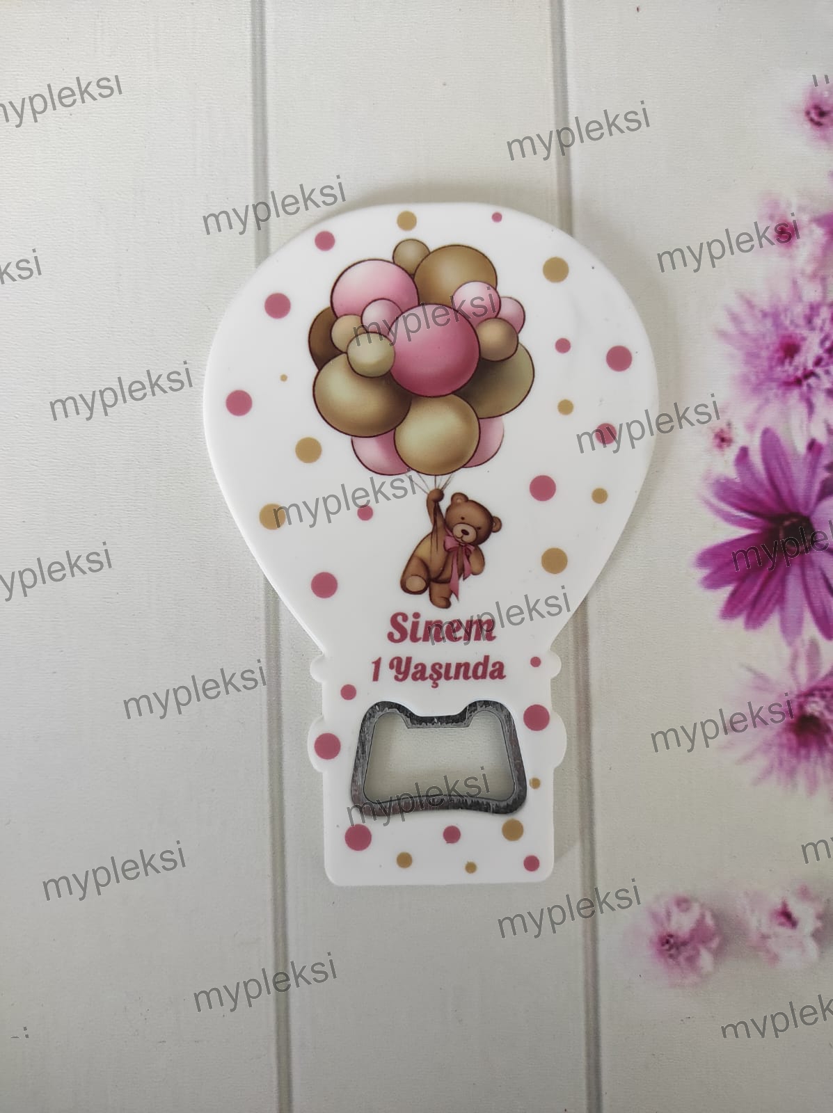 Pembe%20Kahverengi%20Balonlu%20Ayıcık%20Balon%20Açacak%20Magnet%20